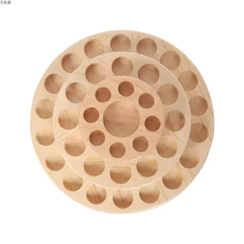 

High Quality 39 Slots Three Layers Oil Storage Box Circle Wooden Case Aromatherapy Organizer Solid Wood Display Stand