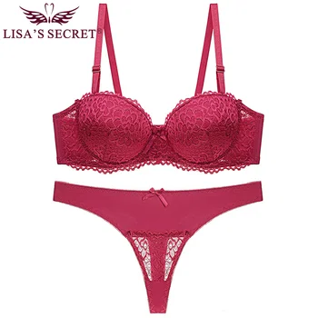

Sexy Half Cup Bra Set Ladies Lace Bra Briefs Invisible Brassieres Thongs Set Girls Strapless Underwear Bras Panty Silicon Bralet