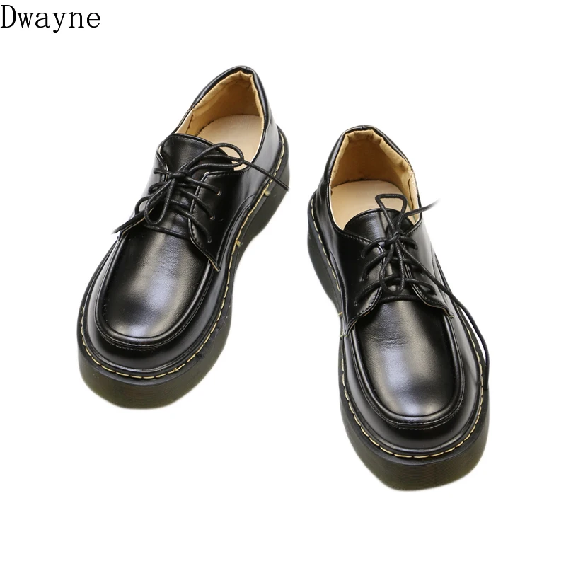 

Small leather shoes female 2020 new retro British wind round head thick oxford shoes