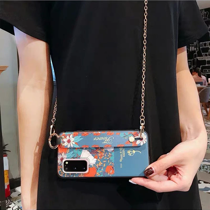 Retro 3D Embossed Crossbody Chain Flower Wrist Strap Case for Samsung S20 Ultra A71 A51 A750 S8 S9 S10 S20 Note 10 9 A50 A70 A40 Retro 3D Embossed Crossbody Chain Flower Wrist Strap Case for Samsung S20 Ultra A71 A51 A750 S8 S9 S10 S20 Note 10 9 A50 A70 A40