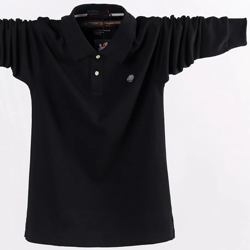 Мужские деловые хлопковые топы больших размеров 5XL 6XL с длинными рукавами и отложным воротником, офисные футболки, 54, зима-осень, Непродуваемые Красные Простые Топы