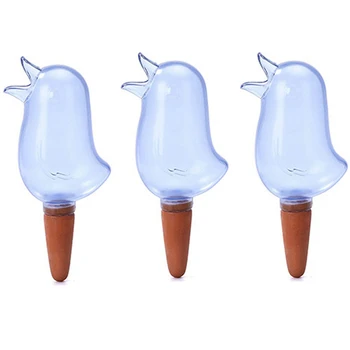 

3Pcs Blue Bird Shape Spraying System Flower Kettle Transparent Automatic Drip Sprayer Pot Plant Waterer