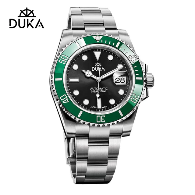 DUKA 40MM Men's Watches Mechanical Automatic Watch Men Top Brand Luxury NH35 Men Watch Stainless Steel Sapphire Waterproof Clock Green Black