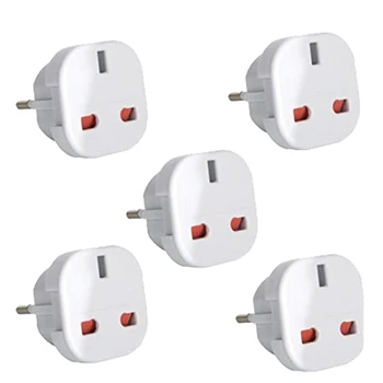 

Travel Adapter UK to EU Adapter White Plug 2 Pin Pack of 5 (EU Plug)