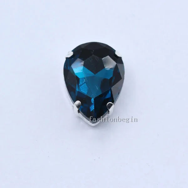 4x6 6x 8 10 x14 13x18 18*25 20x30x30x40 мм 24 цвета каплевидные стеклянные камень шить на Кристальный, серебряный, со стразами основание кнопки для одежды - Цвет: capri blue