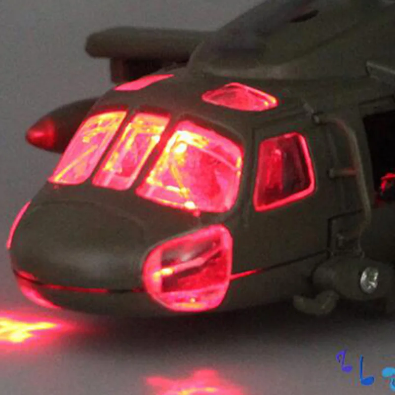 Литая под давлением черная ястреб, модель вертолета-истребителя со звуком и светильник, детская коллекция, детские игрушки