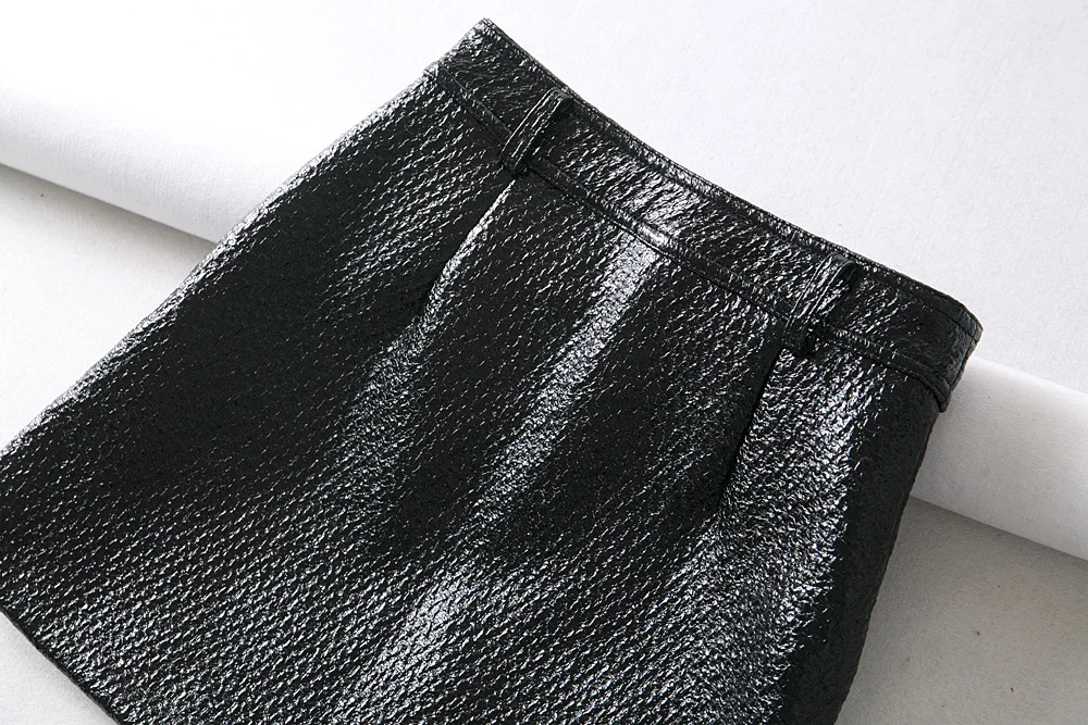 Мини-юбка из искусственной кожи женская зимняя черная плиссированная короткие женские юбки винтажная однотонная эксклюзивная одежда из