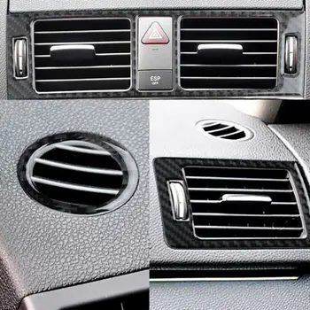

5pcs/kit Carbon Fiber Air Vent Outlet Trim Fit For Benz C Class W204 2007-2010 Decor Cover Trim