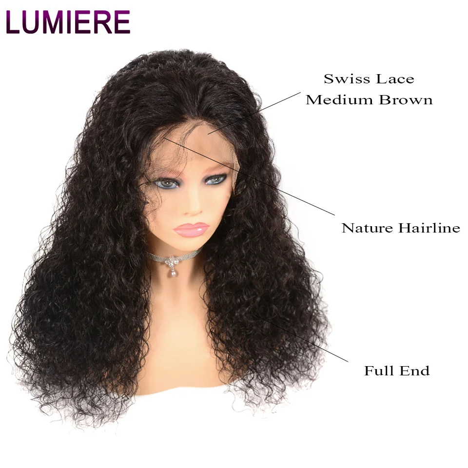 Brazilian Water Wave Wig 13X6 Lace Front Human Hair Wigs Pre Plucked Natural Hairline 150% High Radio Remy Hair Wigs Lumiere