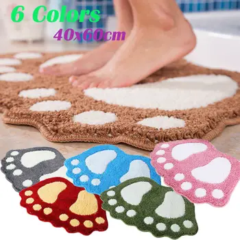 

Cute Big Feet Shaped Fiber Shaggy Fluffy Rug Soft Non Slip Bath Mat Bathroom Rug Microfiber Shaggy Non-slip Mat 40 x 57 cm