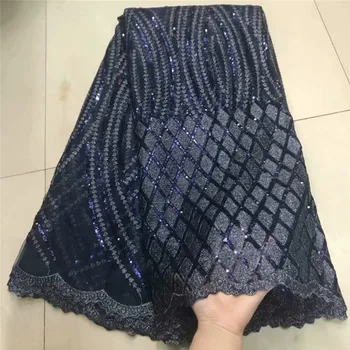 

African lace fabric,embroidered flower net lace,high quality Nigerian lace fabric sequins tulle lace for wedding dress df13-98
