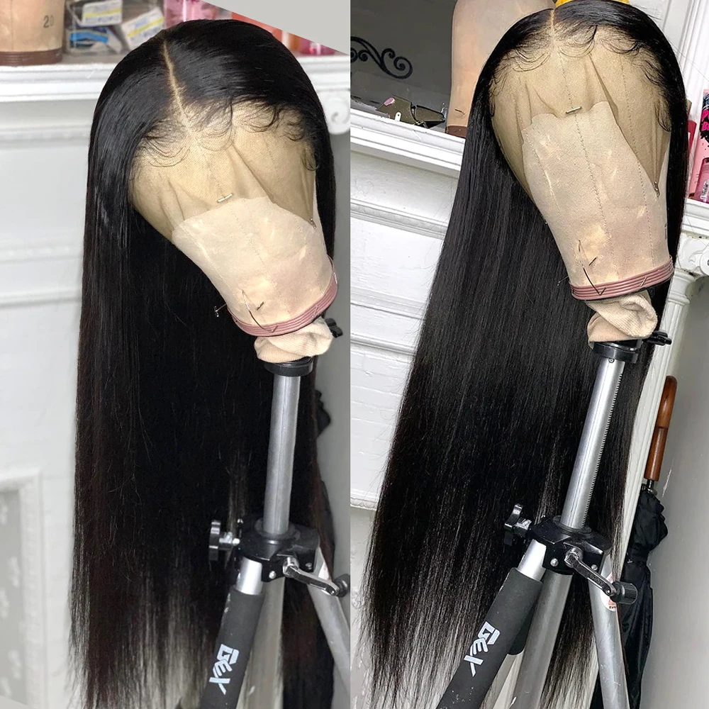 Straight Full Lace Wigs Human Hair Wig with Baby Hair Bleached Knots Glueless Wig For Women Brazilian Remy Hair Middle Ratio