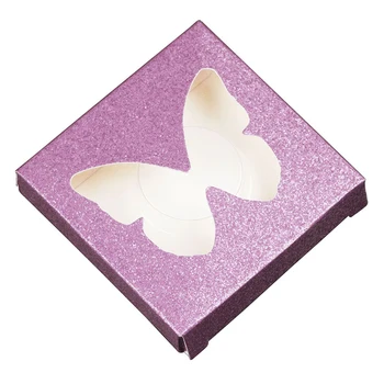 

50sets/pack Makeup Hollowed Out Empty Butterfly Box Packaging Glitter Paper Square With Tray False Eyelash Case Cosmetics