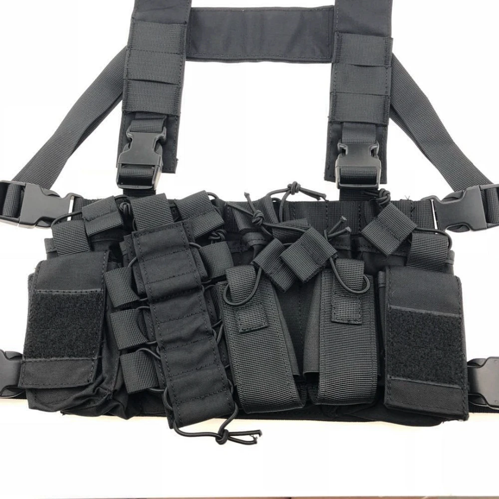 Тактическая нагрудная сумка для снаряжения с радиоприемником, передняя сумка-кобура, военный жилет, сумка для снаряжения, регулируемая функциональная двухсторонняя радио поясная сумка
