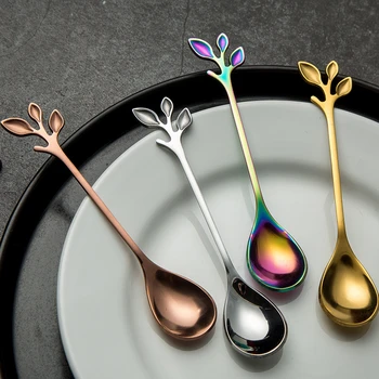 

12cm Alloy Leaves Shaped Golden Silver Red Copper Coffee Tool Fork Kitchen Dining Room Bar Cutlery Dessert Tool Tableware