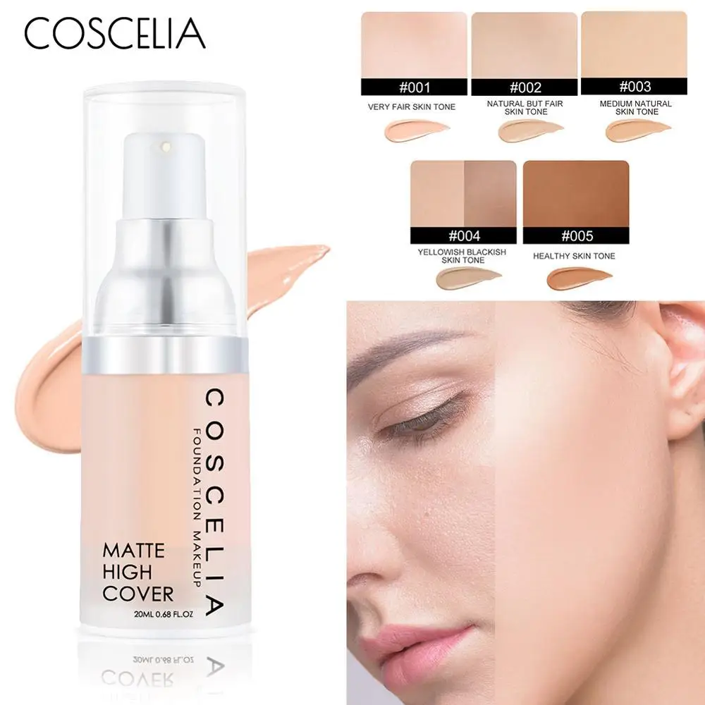 

COSCELIA Face Foundation Cream Waterproof Long-lasting Concealer Professional Makeup Full Coverage Matte Base Make Up 5 Colors