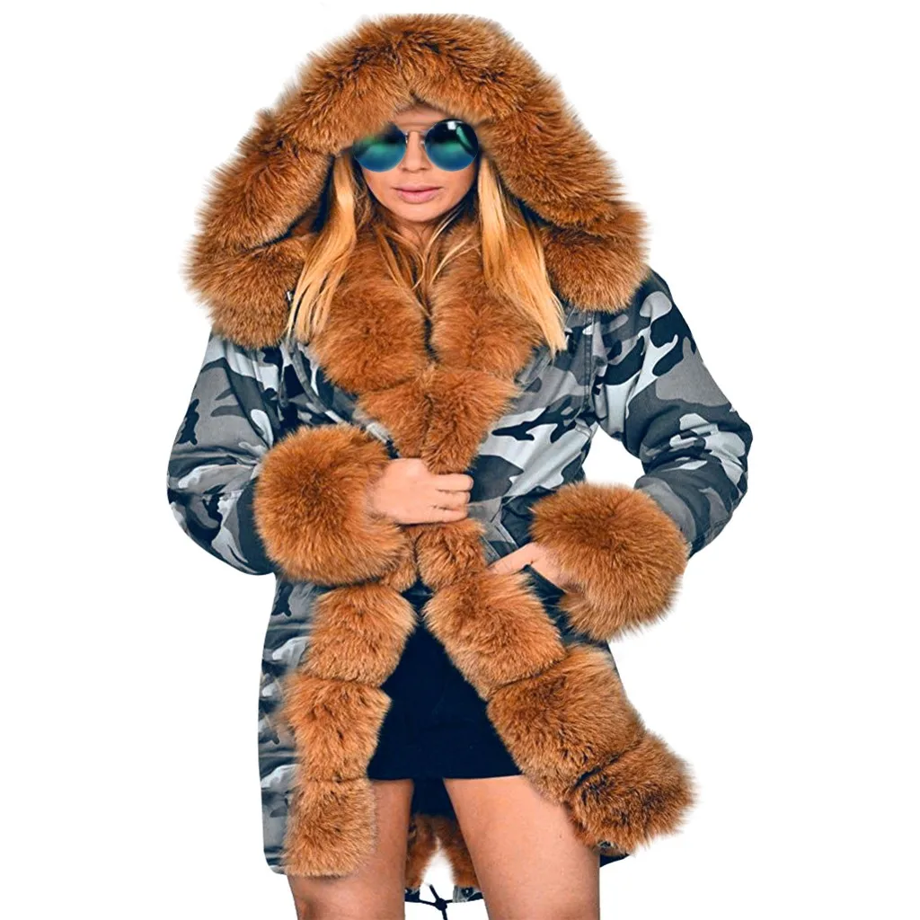 KANCOOLD пальто женские s флисовые зимние с капюшоном камуфляжные Длинные рукава пальто парки модные новые пальто и куртки для женщин 2019AUG29