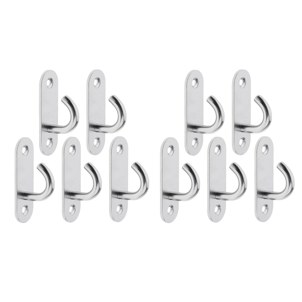 10pcs M5 Wall Mount Hook Stainless Steel Pad Eye Plate For Yoga Swing Boat