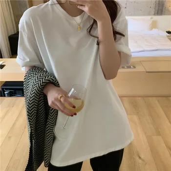

Alien Kitty Korean Style Casual O-Neck Tshirt Female 2020 New Summer Tops Short Sleeve All Match Loose White T-shirt Women