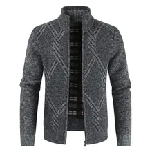 Мужское осеннее плотное пальто, Модный деловой Повседневный свитер, кардиган, мужской брендовый облегающий вязаный свитер, верхняя одежда, теплый зимний свитер
