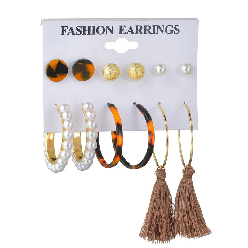 Fuyo, акриловые серьги с кисточками для женщин, богемные серьги, набор, большие геометрические серьги-гвоздики, женские серьги, сделай сам, модные ювелирные изделия