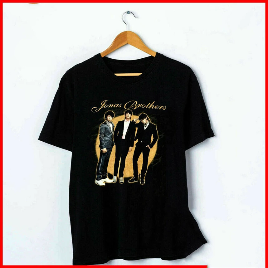Jonas Brothers Concert T-Shirt From 2008 Tour Shirt Black Cotton Tshirt Unisex Cool Gift Personality Tee | Мужская одежда