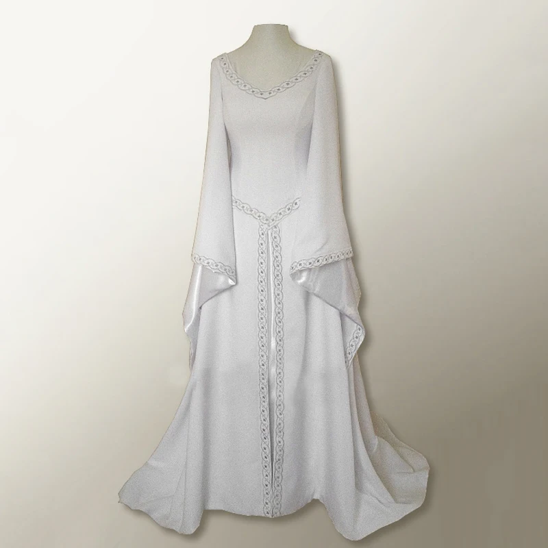 

Vintage Renaissance Gothic Bell Sleeve Victorian Medieval Flare Gown Long Dress
