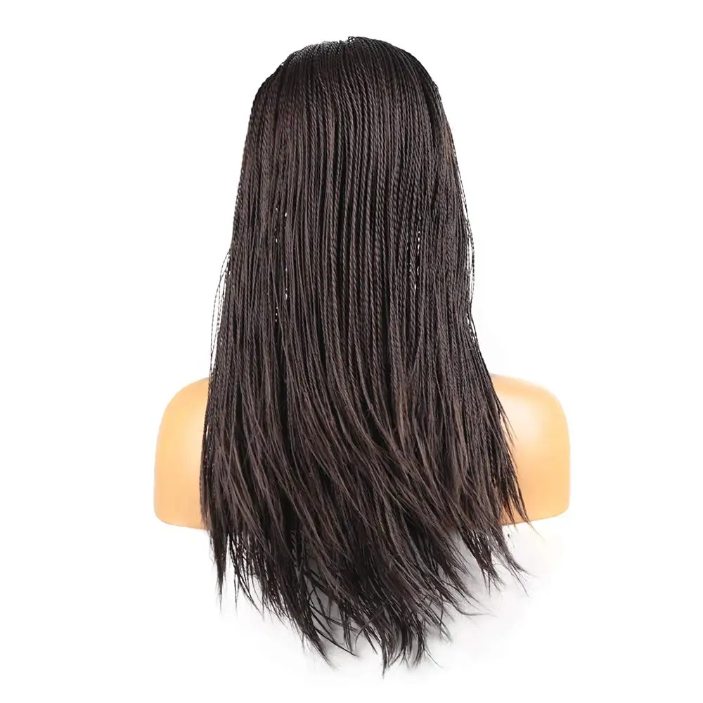RONGDUOYI, 500 шт., 2 шт., твист, плетеный синтетический парик на кружеве, темно-коричневый, жаростойкие волоконные волосы, косички, парики на шнурке для женщин