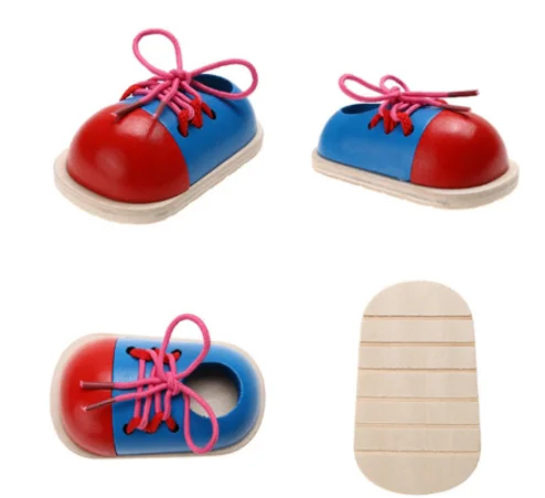 Learning Educational Toys For Children Wooden Toys Lacing Shoes Creative Puzzle Games Wooden Puzzles Popular Toy