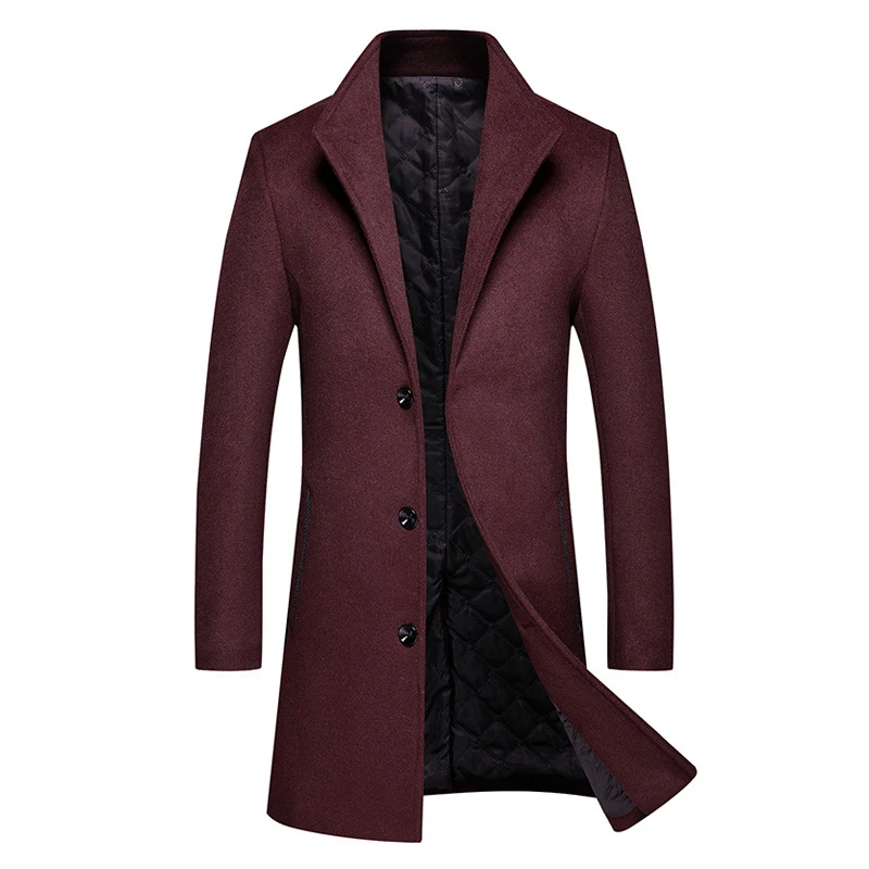 2020 Autumn and Winter New Men's Warm Wool Coat Fashion Casual Thick Long Jacket Men Male Brand Black Red Wine Navy Gray 2020 Autumn and Winter New Men's Warm Wool Coat Fashion Casual Thick Long Jacket Men Male Brand Black Red Wine Navy Gray