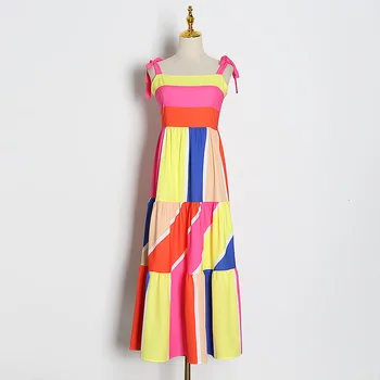 

Vintage Women Dress Sleeveless Female Fashion New 2020 Summer Casual Ladies Clothing Elegant Long Dresses