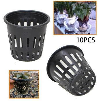 

10Pcs Duty Mesh Pot Net Cup Basket Hydroponic Aeroponic Planter Seed Cloning
