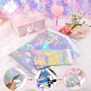 

Wholesale Self-seal Eyelashes Packaging Laser Holographic Envelope Mailer Adhesive Courier Bags Cosmetic Mailing Bags