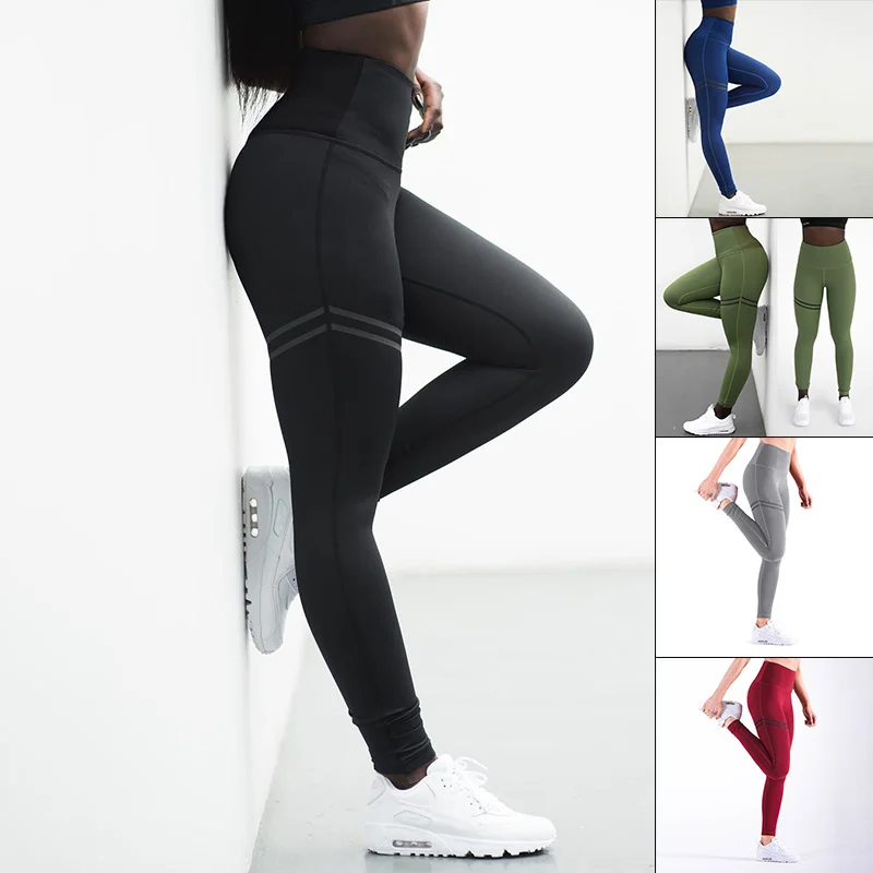 

Hot Sale in Europe and America, Buttocks, Sweat-absorbent Sports and Fitness Leggings Women's Double Loop Printing Leggings