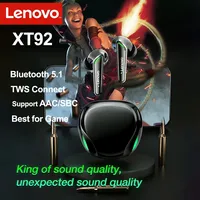 سماعة لينوفو XT92 TWS ذات الكمون المنخفض المهنية بلوتوث الألعاب المخلص سماعة مع ميكروفون مزدوج 9D ستيريو ايفي الأفعى سماعة