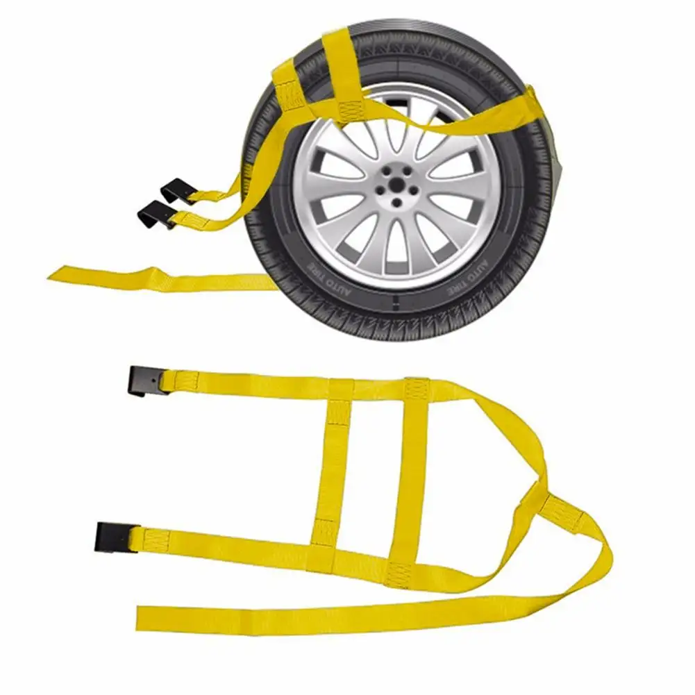1Pair Car Basket Straps Adjustable Tow Dolly With Flat Hooks For Wheel Net Set Hook Vehicle Accessories | - Цена: 