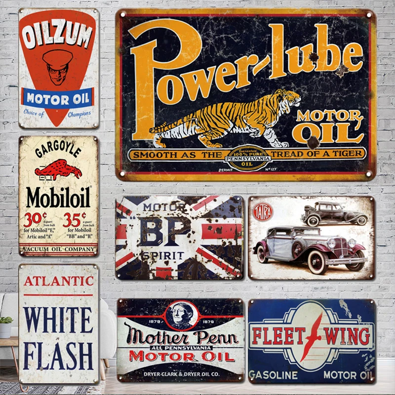 

Персонализированные наклейки на стену с изображением моторного масла, металлический жестяной знак, винтажные знаки в стиле ретро, розничная торговля, декор для стен гаража