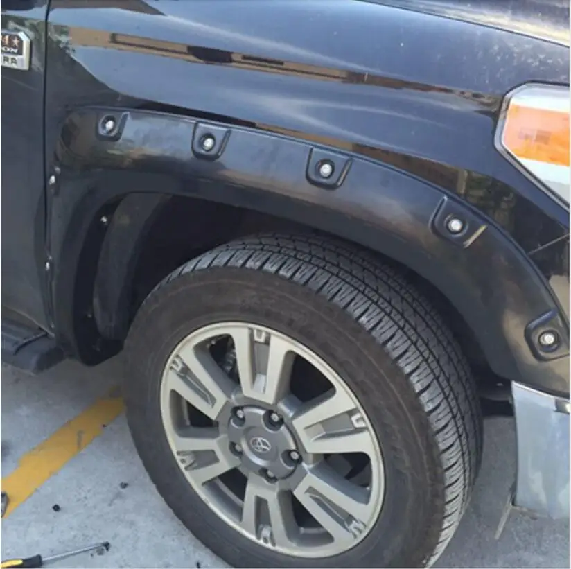 4pcs/Set PP Black Primer Car Wheel Arch Eyebrow Stripe Car Fender Wheel Cover For Toyota Tundra 2008