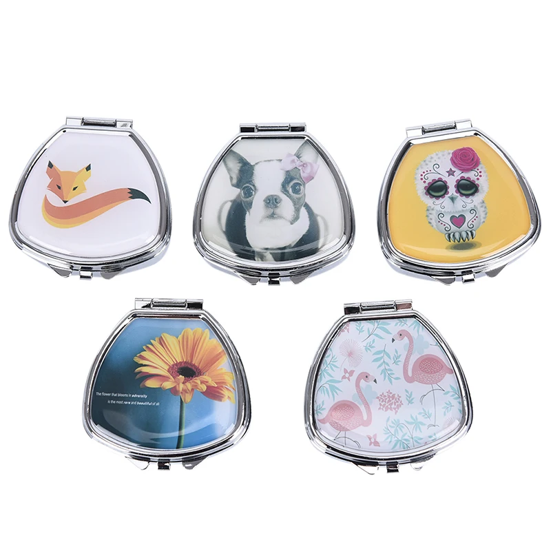 2 Cell Flower Cartoon Animal Tablet Pill Boxes Holder Small Case Silver Tablet Pill Boxes Container Metal Round Medicine Case