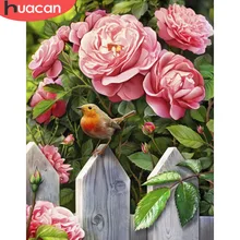 HUACAN Picture By Numbers Animal Kits Drawing Canvas DIY HandPainted Bird Flower Painting Art Gift Home Decor