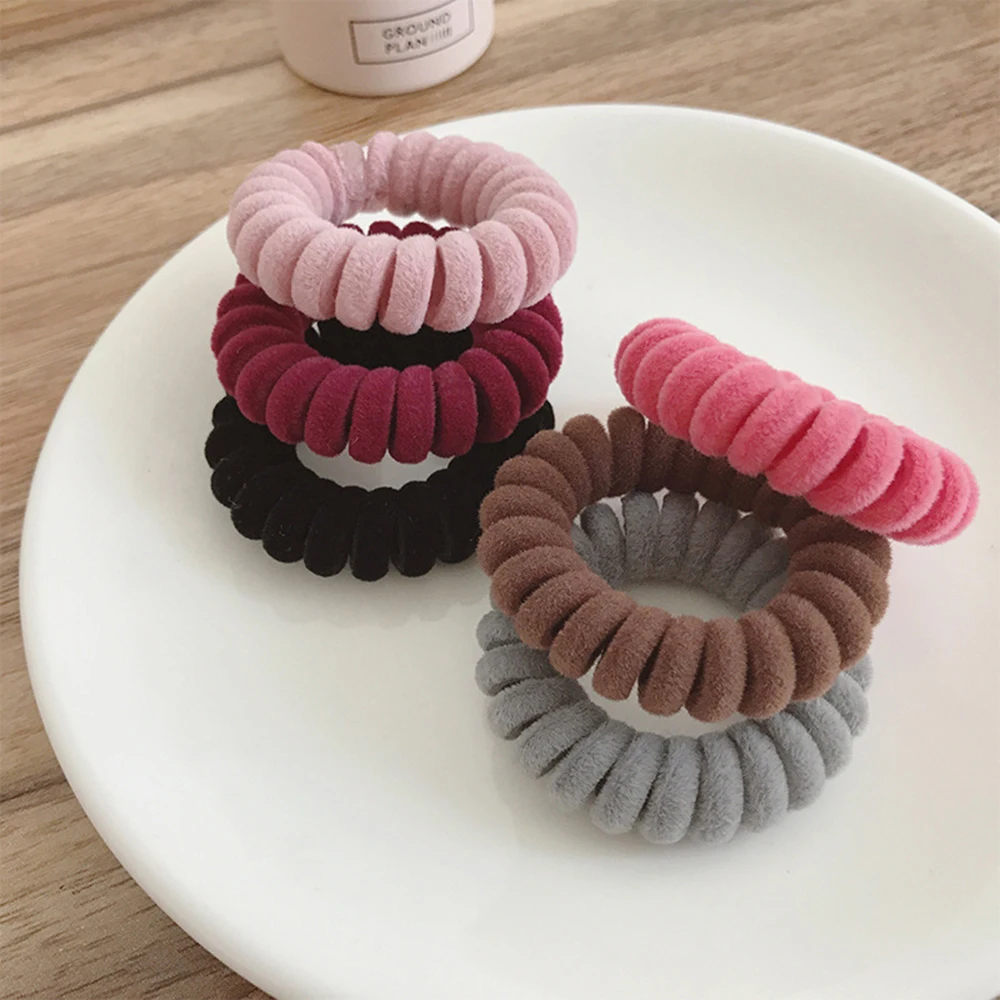 

Elastic Knit Telephone Wire Hair Bands Fashion Spiral Medium Hair Rubber Band Woman Ponytail Holder Hair Accessories