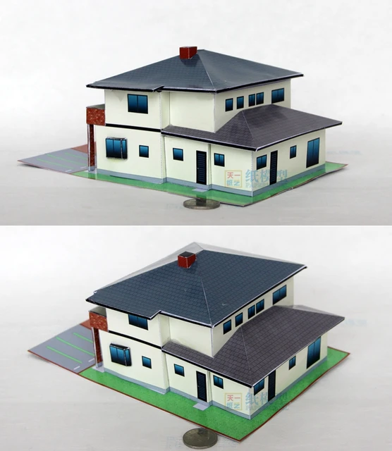 Villa Building 3D Paper Model DIY Educational Parents And Children Handicraft Course Origami Construction Papercraft Toy 2