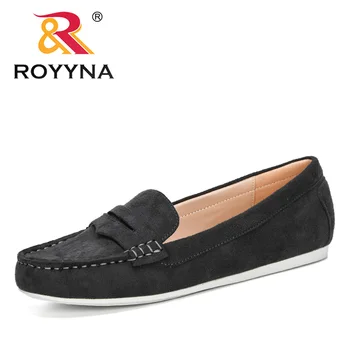 

ROYYNA 2020 New Designers Office Shoes Low Heels Dress Shoes Woman Flock Boat Shoes Ladies Work Shoes Zapatos Mujer Comfy