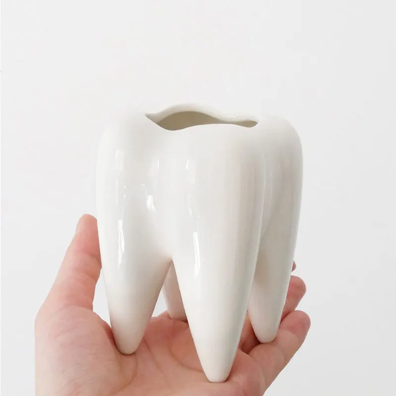 

Creative Design Vivid Tooth Shape Ceramic Flower Planter Pot Mini Pot Garden Decoration bonsai pot Succulent Pot