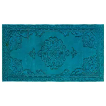 

Handmade Turquoise Vintage Overdyed Turkish Area Rug 152x270 Cm-4'12''X8'10''
