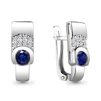 

Earrings with AQUAMARINE nanosapfirami, cubic zirconia, silver 925