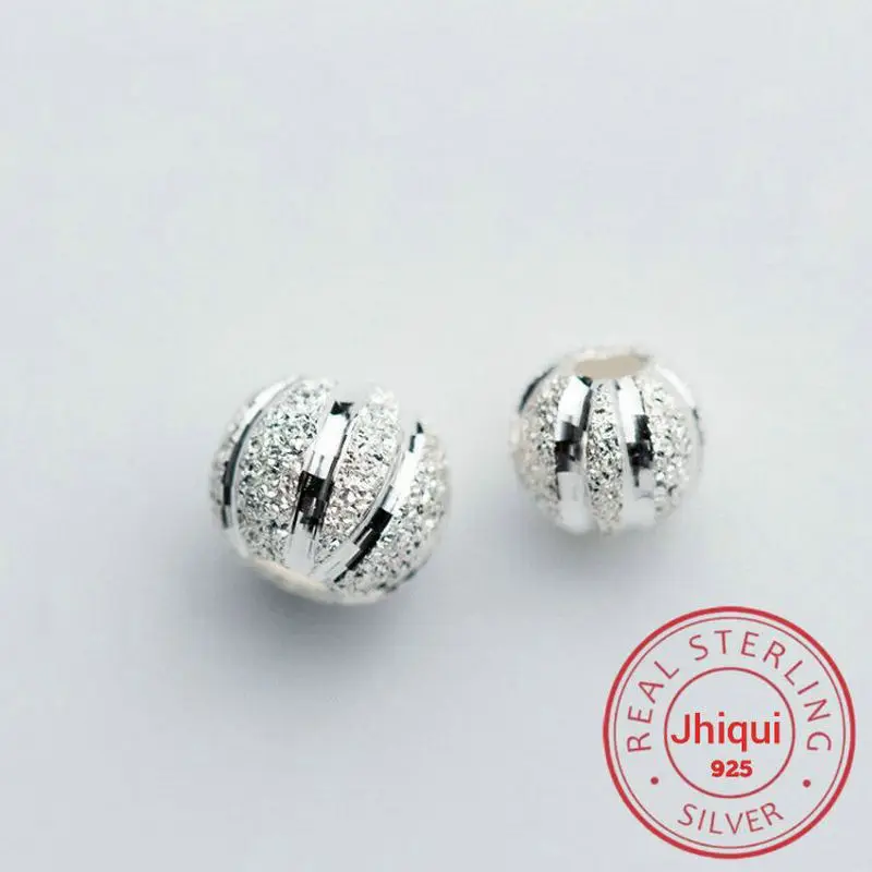 5/6MM 925 Sterling Silver Dull Polish Round Spacer Beads Pumpkin Suit for Bracelet Necklace Loose Diy Jewelry Making | Украшения и
