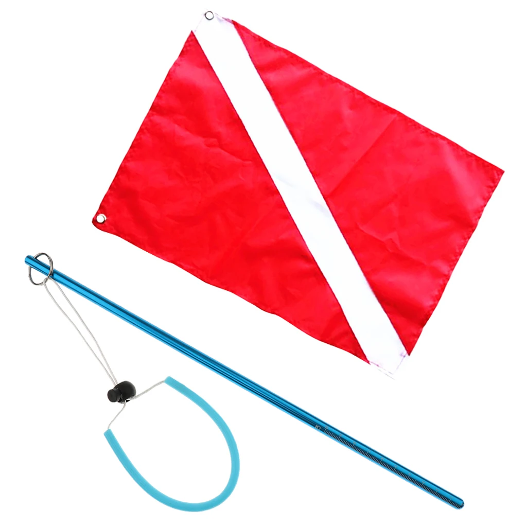 Safety Underwater Scuba Diving Diver Down Flag Kayak Boat Flag & Stick Pointer Rod Noise Maker