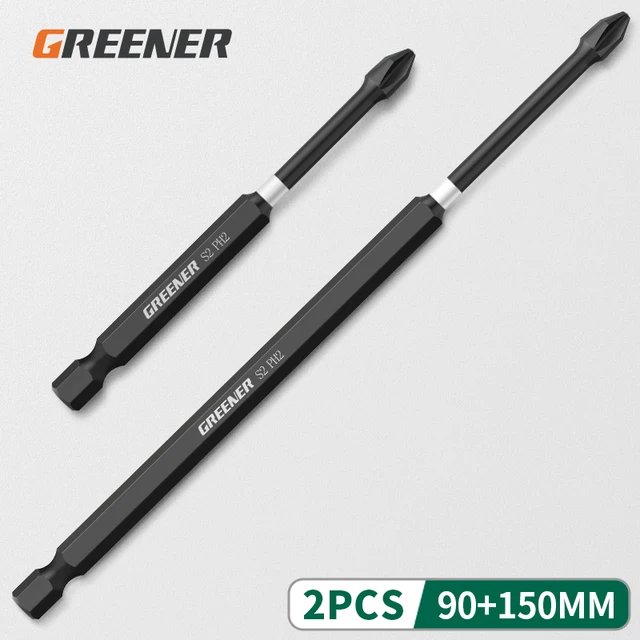 Greener Impact Strong Magnetic Batch Head Cross High Hardness Hand Drill Bit Screw Electric Screwdriver Set 50 65 70 90 150mm 90 150mm 2pcs