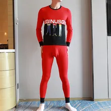 Для Мужчин's термобелье корейской версии личности моды Круглый Воротник Тонкий тонкий срез под подштанники